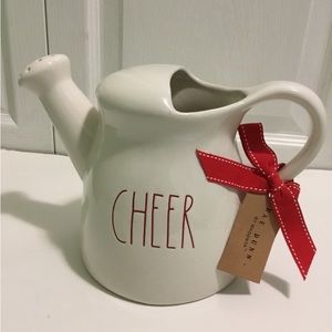 NWOT Rae Dunn CHEER in Red Letters Watering Ceramic Can